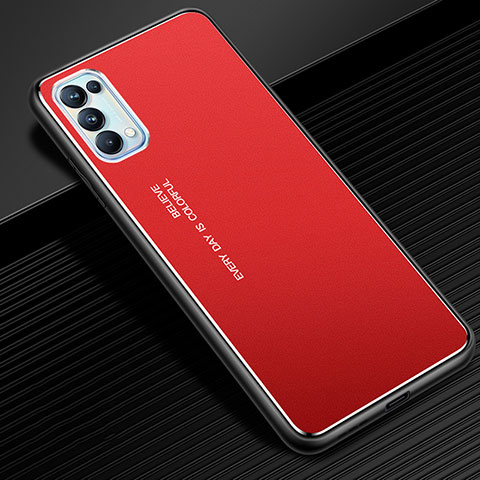 Funda Lujo Marco de Aluminio Carcasa para Oppo Reno5 5G Rojo