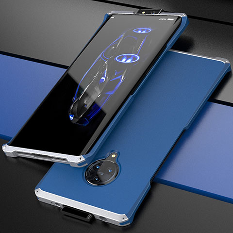 Funda Lujo Marco de Aluminio Carcasa para Vivo Nex 3 5G Plata y Azul