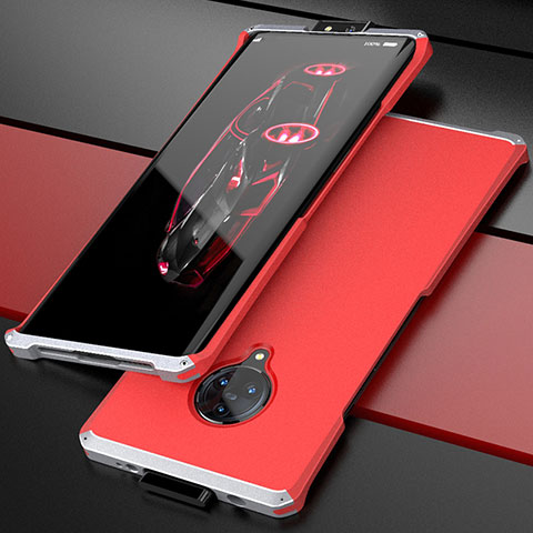 Funda Lujo Marco de Aluminio Carcasa para Vivo Nex 3S Plata y Rojo