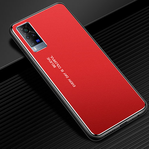 Funda Lujo Marco de Aluminio Carcasa para Vivo X60 Pro 5G Rojo