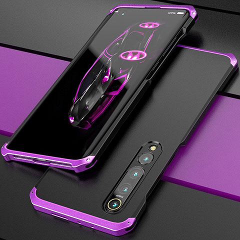 Funda Lujo Marco de Aluminio Carcasa para Xiaomi Mi 10 Morado y Negro