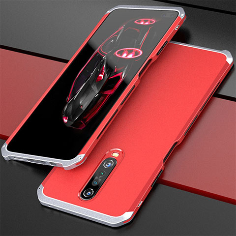 Funda Lujo Marco de Aluminio Carcasa para Xiaomi Poco X2 Plata y Rojo