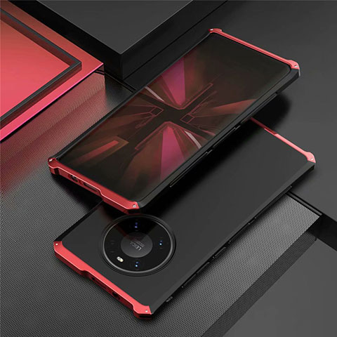 Funda Lujo Marco de Aluminio Carcasa T01 para Huawei Mate 40E Pro 5G Rojo y Negro