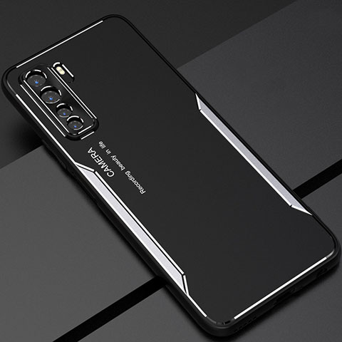 Funda Lujo Marco de Aluminio Carcasa T01 para Huawei Nova 7 SE 5G Plata