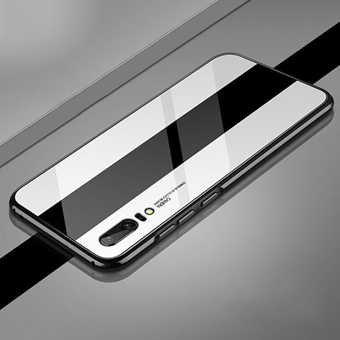 Funda Lujo Marco de Aluminio Carcasa T01 para Huawei P20 Blanco