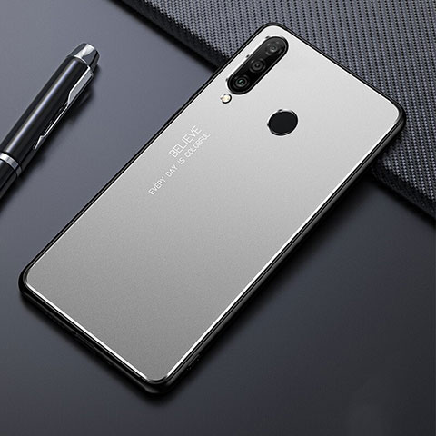 Funda Lujo Marco de Aluminio Carcasa T01 para Huawei P30 Lite New Edition Plata