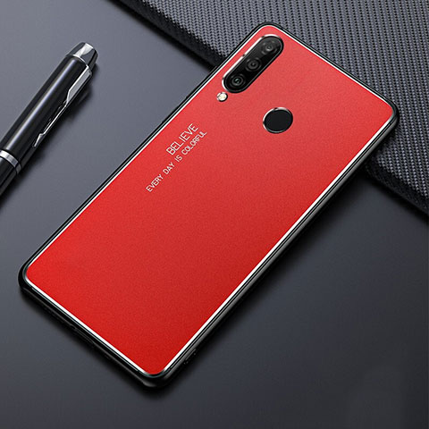 Funda Lujo Marco de Aluminio Carcasa T01 para Huawei P30 Lite New Edition Rojo