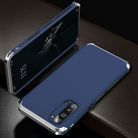 Funda Lujo Marco de Aluminio Carcasa T01 para Oppo F15 Azul