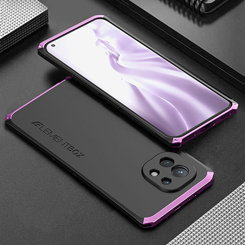 Funda Lujo Marco de Aluminio Carcasa T01 para Xiaomi Mi 11 Lite 4G Morado