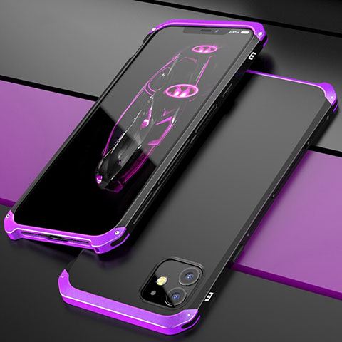 Funda Lujo Marco de Aluminio Carcasa T02 para Apple iPhone 11 Morado