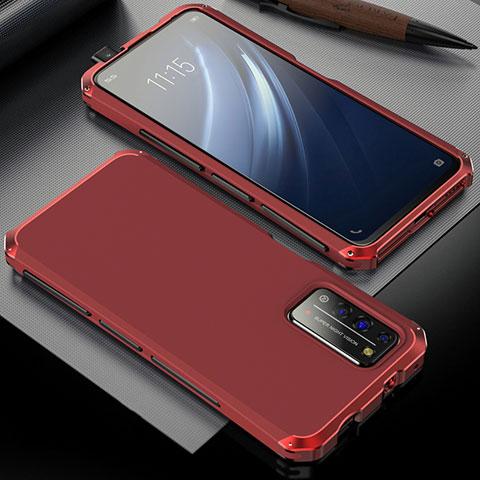 Funda Lujo Marco de Aluminio Carcasa T02 para Huawei Honor X10 5G Rojo