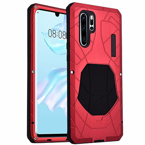 Funda Lujo Marco de Aluminio Carcasa T02 para Huawei P30 Pro New Edition Rojo