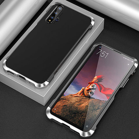 Funda Lujo Marco de Aluminio Carcasa T03 para Huawei Honor 20 Plata