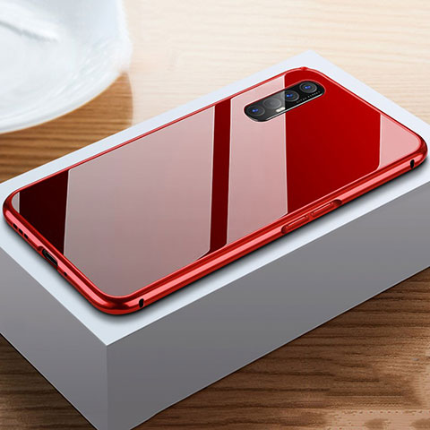 Funda Lujo Marco de Aluminio Carcasa T03 para Oppo Find X2 Neo Rojo y Negro