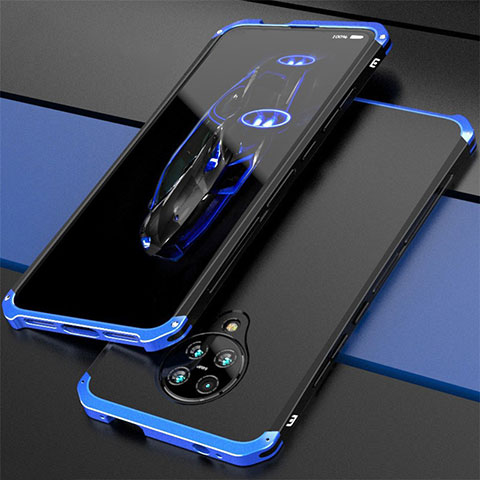 Funda Lujo Marco de Aluminio Carcasa T03 para Xiaomi Redmi K30 Pro Zoom Azul y Negro