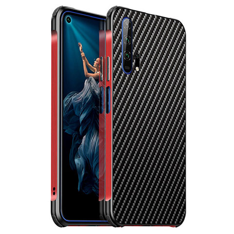 Funda Lujo Marco de Aluminio Carcasa T04 para Huawei Honor 20 Pro Rojo