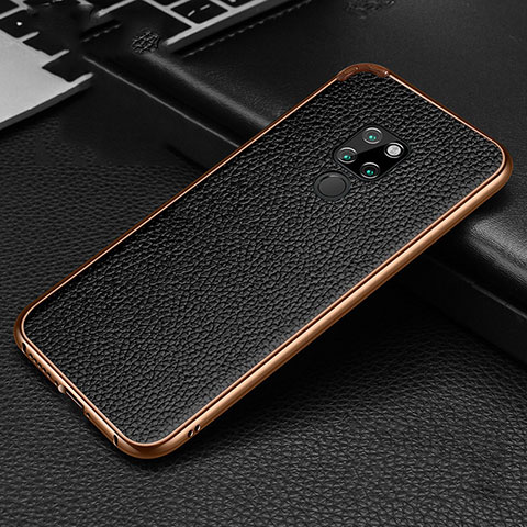 Funda Lujo Marco de Aluminio Carcasa T04 para Huawei Mate 20 Oro y Negro