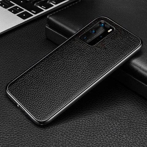 Funda Lujo Marco de Aluminio Carcasa T04 para Huawei P40 Pro Negro