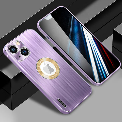 Funda Lujo Marco de Aluminio y Silicona Carcasa Bumper con Mag-Safe Magnetic JL1 para Apple iPhone 14 Morado