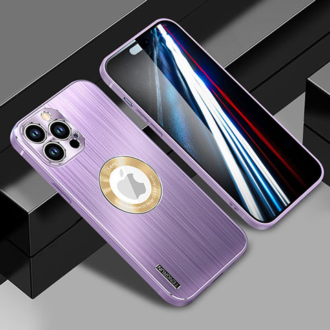 Funda Lujo Marco de Aluminio y Silicona Carcasa Bumper con Mag-Safe Magnetic JL1 para Apple iPhone 14 Pro Morado