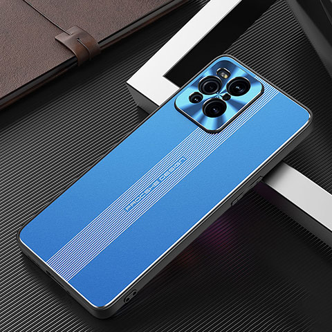 Funda Lujo Marco de Aluminio y Silicona Carcasa Bumper J01 para Oppo Find X3 5G Azul