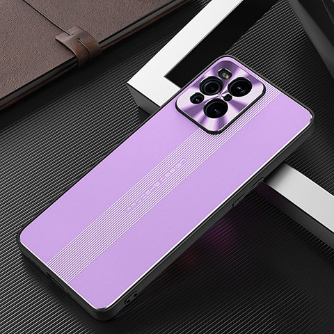 Funda Lujo Marco de Aluminio y Silicona Carcasa Bumper J01 para Oppo Find X3 Pro 5G Morado