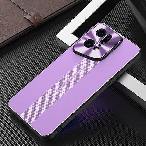 Funda Lujo Marco de Aluminio y Silicona Carcasa Bumper J01 para Oppo Find X5 Pro 5G Morado