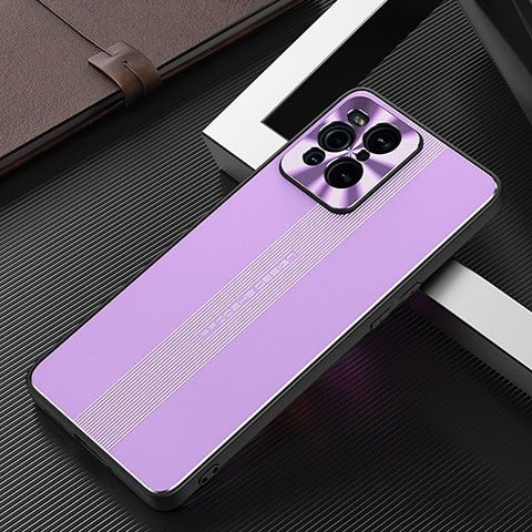 Funda Lujo Marco de Aluminio y Silicona Carcasa Bumper J02 para Oppo Find X3 Pro 5G Morado