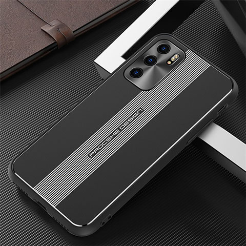 Funda Lujo Marco de Aluminio y Silicona Carcasa Bumper J02 para Oppo Reno6 5G Negro