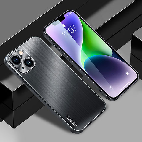 Funda Lujo Marco de Aluminio y Silicona Carcasa Bumper JL1 para Apple iPhone 14 Plus Negro