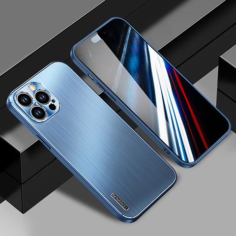 Funda Lujo Marco de Aluminio y Silicona Carcasa Bumper JL1 para Apple iPhone 14 Pro Azul