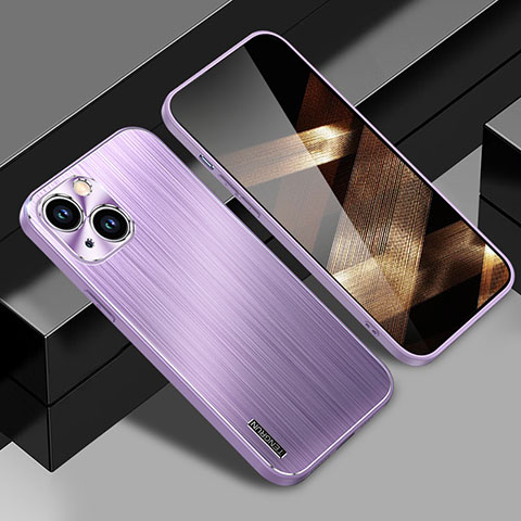 Funda Lujo Marco de Aluminio y Silicona Carcasa Bumper JL1 para Apple iPhone 15 Morado