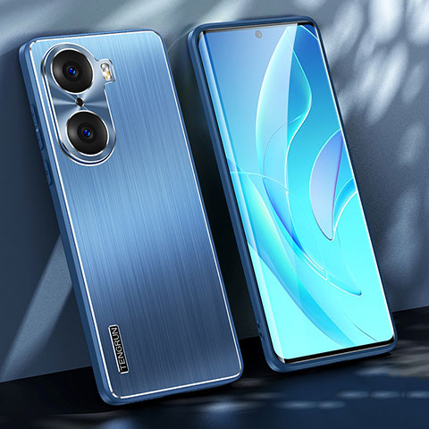 Funda Lujo Marco de Aluminio y Silicona Carcasa Bumper JL1 para Huawei Honor 60 Pro 5G Azul