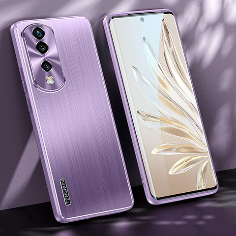 Funda Lujo Marco de Aluminio y Silicona Carcasa Bumper JL1 para Huawei Honor 70 Pro 5G Morado