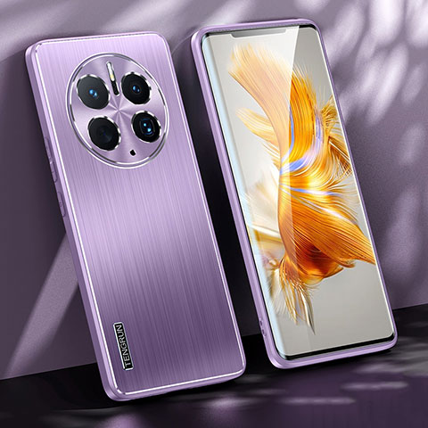 Funda Lujo Marco de Aluminio y Silicona Carcasa Bumper JL1 para Huawei Mate 50 Pro Morado