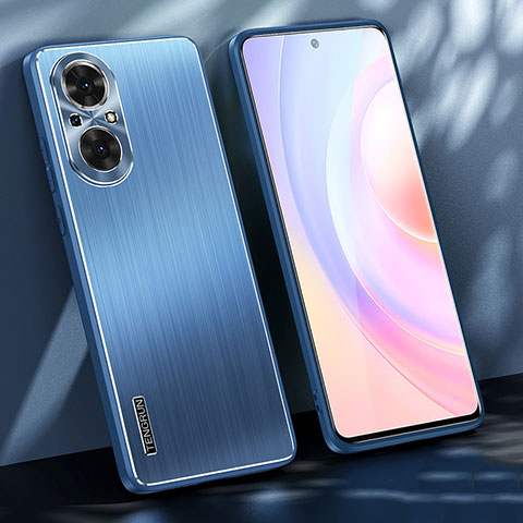 Funda Lujo Marco de Aluminio y Silicona Carcasa Bumper JL1 para Huawei Nova 9 SE Azul