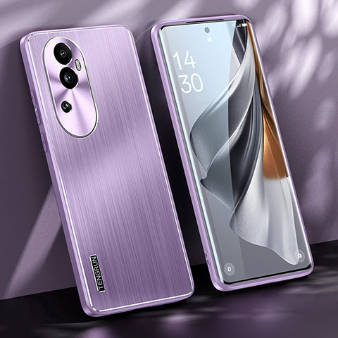 Funda Lujo Marco de Aluminio y Silicona Carcasa Bumper JL1 para Oppo Reno10 Pro+ Plus 5G Morado