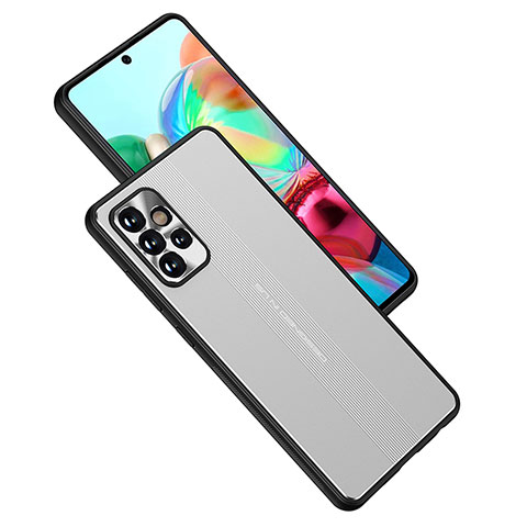 Funda Lujo Marco de Aluminio y Silicona Carcasa Bumper JL1 para Samsung Galaxy A72 4G Plata