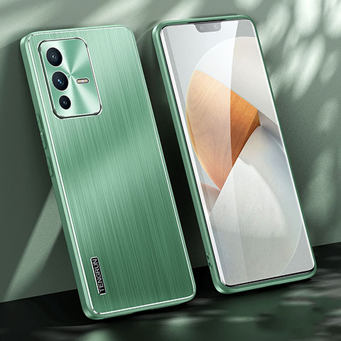 Funda Lujo Marco de Aluminio y Silicona Carcasa Bumper JL1 para Vivo V23 5G Verde