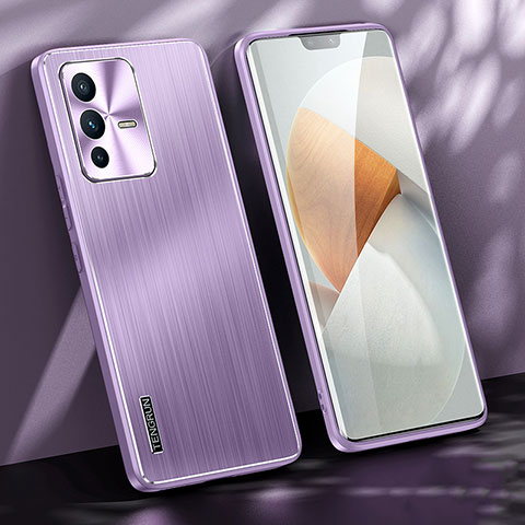 Funda Lujo Marco de Aluminio y Silicona Carcasa Bumper JL1 para Vivo V23 Pro 5G Morado