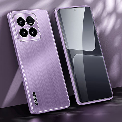 Funda Lujo Marco de Aluminio y Silicona Carcasa Bumper JL1 para Xiaomi Mi 14 5G Morado