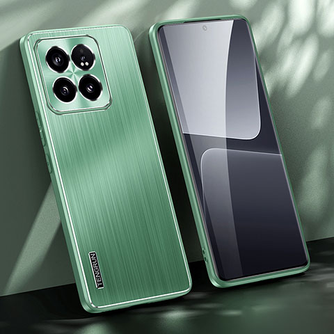 Funda Lujo Marco de Aluminio y Silicona Carcasa Bumper JL1 para Xiaomi Mi 14 5G Verde