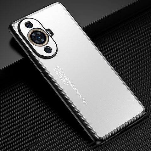 Funda Lujo Marco de Aluminio y Silicona Carcasa Bumper JL2 para Huawei Nova 11 Plata