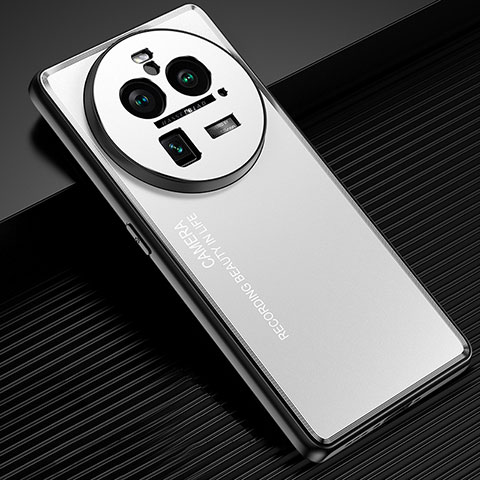 Funda Lujo Marco de Aluminio y Silicona Carcasa Bumper JL2 para Oppo Find X6 5G Plata