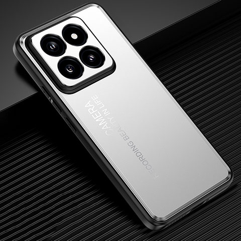 Funda Lujo Marco de Aluminio y Silicona Carcasa Bumper JL2 para Xiaomi Mi 14 5G Plata