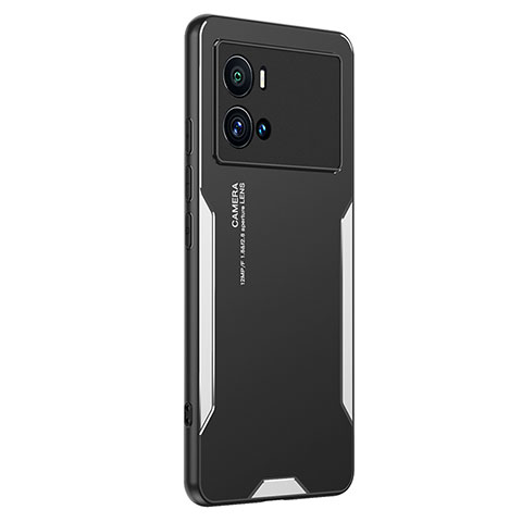 Funda Lujo Marco de Aluminio y Silicona Carcasa Bumper M01 para Vivo iQOO 9 Pro 5G Plata