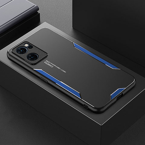 Funda Lujo Marco de Aluminio y Silicona Carcasa Bumper para OnePlus Nord CE 2 5G Azul