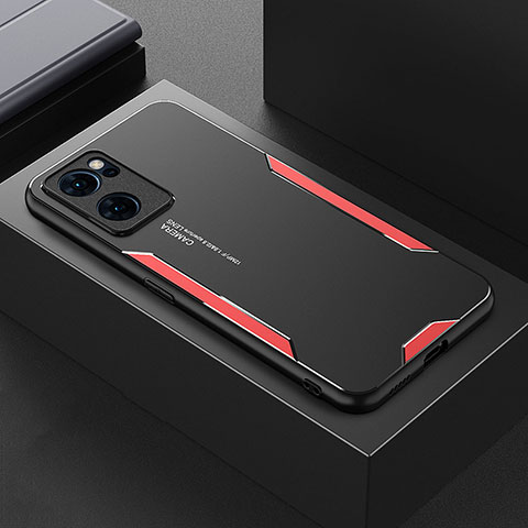 Funda Lujo Marco de Aluminio y Silicona Carcasa Bumper para OnePlus Nord CE 2 5G Rojo