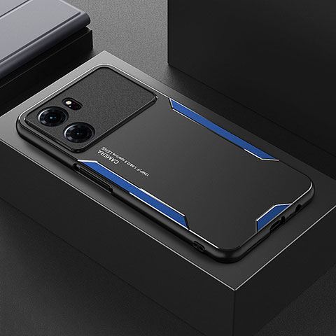 Funda Lujo Marco de Aluminio y Silicona Carcasa Bumper para Oppo K10 5G Azul