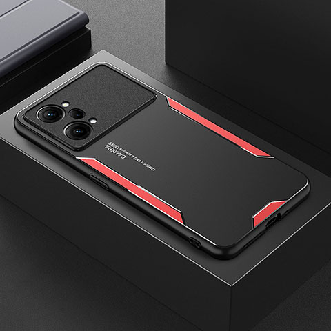 Funda Lujo Marco de Aluminio y Silicona Carcasa Bumper para Oppo K10 Pro 5G Rojo